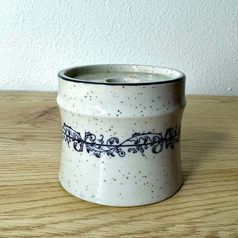 Studio Pottery Floral‎ & Speckled Crock Style Taper Votive Pillar Candle Holder